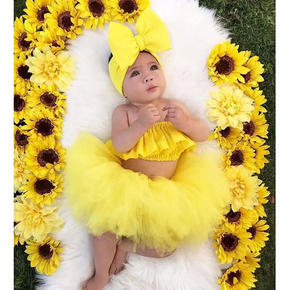 

Newborn Infant Baby Girl Solid Color Outfits Clothes Off Shoulder Tops+Tutu Tulle Skirt Set Toddler For Girls Costume Z10$