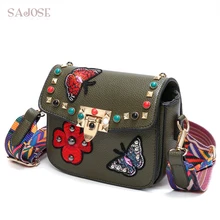 SAJOSE NUEVAS Mujeres Bolsa de Mano Flores Diseñador Mensajero de La Manera de la Mujer Señora Crossbody de Hombro de Cuero De Lujo Bolsos Mujer Bolsos