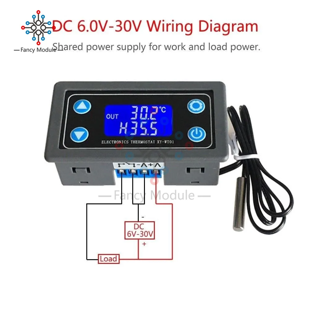 DC 6-30 в 10 А термостат терморегулятор термопары NTC датчик температуры реле цифровой ЖК-дисплей контроллер температуры