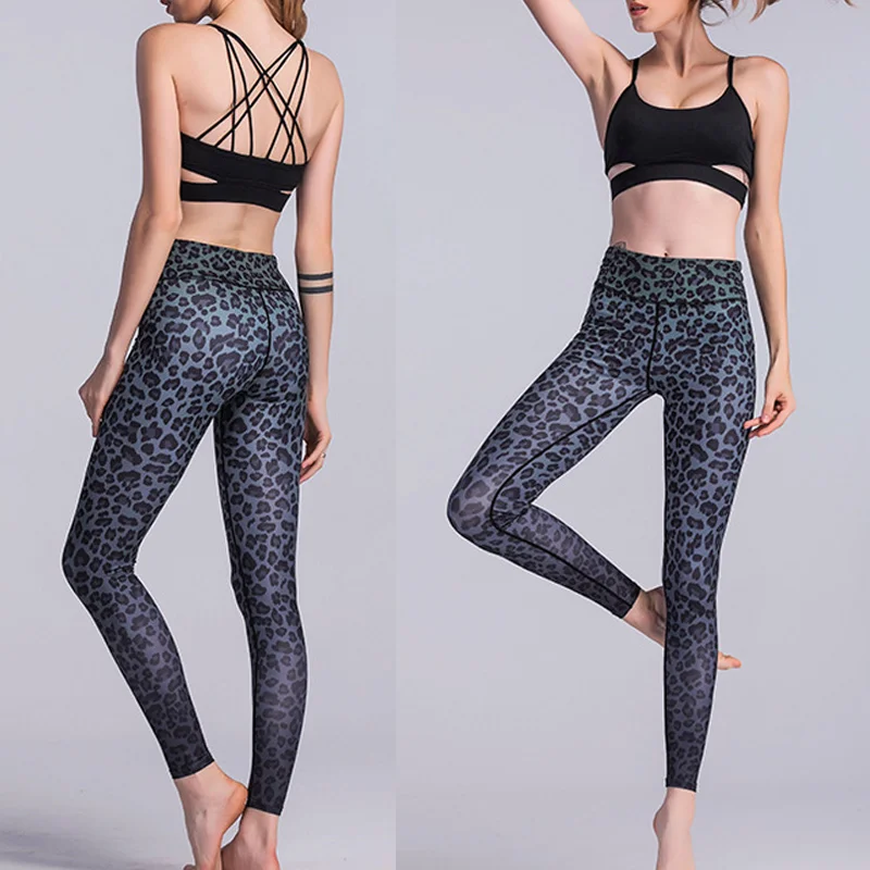 

Women Yoga Pants Leopard Print Slim Fit Breathable Skinny Pants for Fitness DX88