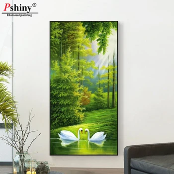 

Pshiny 3d diy diamond embroidery scenery cross stitch kit 5d Diamond painting Full square mosaic swan Needlework Decorative F508