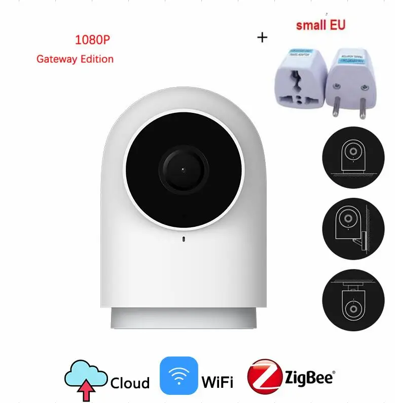 Xiaomi Aqara умная камера G2 1080P Gateway Edition Zigbee умная связь Wifi Беспроводная облачная домашняя безопасности - Цвет: add small EU adapter