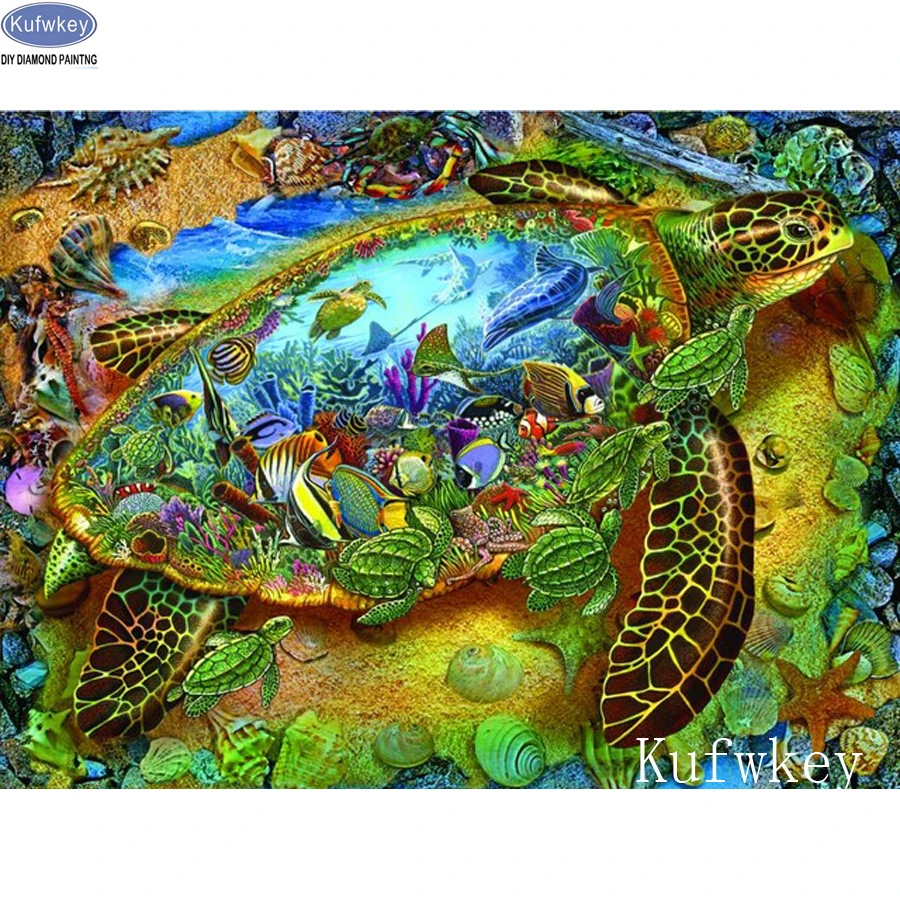 

5d diy diamond painting full square,cross stitch 3d pictures,diamond Embroidery,Sea turtles,aquarium,mosaic home Decoration,gift