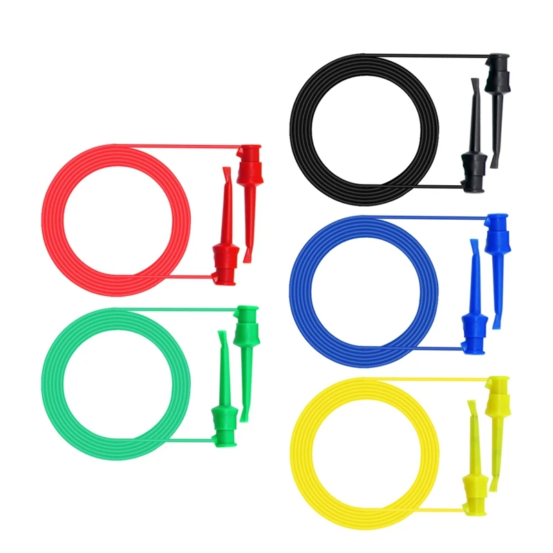 

P1520 5Pcs/Set Multifunctional Multimeter Probe Kit Electrical Testing Dual Smd Ic Test Hook Lead Silicone Cable