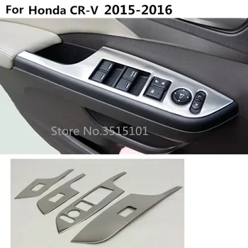 

Car Inside Inner Door Window Glass Switch Stainless Steel Panel Cover Trim Frame Molding 4pcs For Honda CRV CR-V 2015 2016