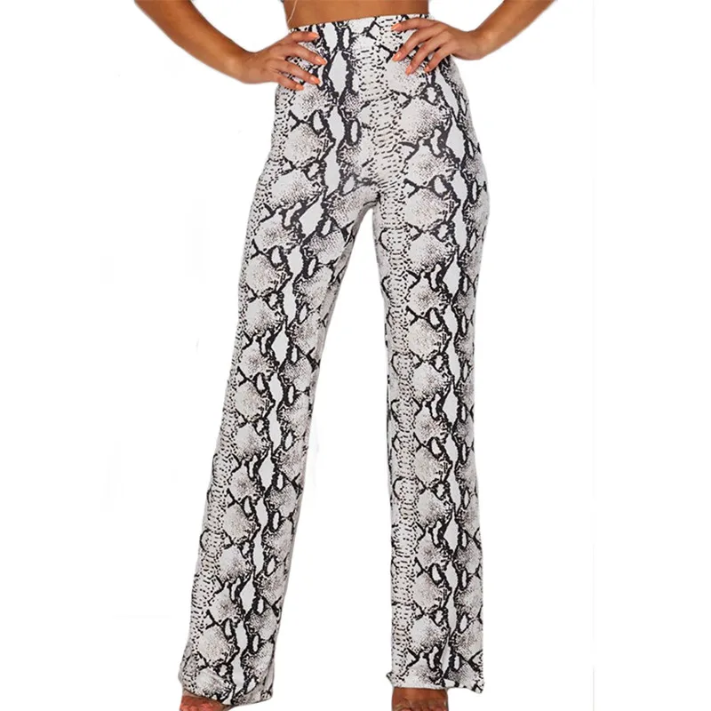 

Women Summer New Vintage stylish bottom palazzo pants Fashion Baggy Serpentine pattern Elastic waist Long trousers Wide Leg lady