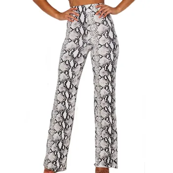 

Women Summer New Vintage stylish bottom palazzo pants Fashion Baggy Serpentine pattern Elastic waist Long trousers Wide Leg lady