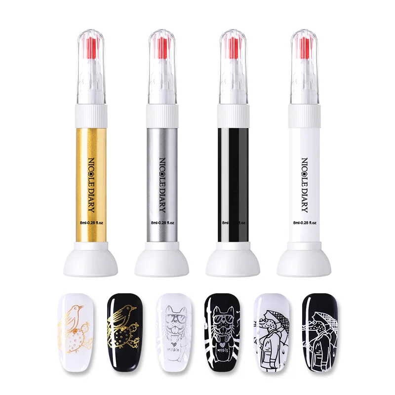 

NICOLE DIARY 8ml Nail Stamping Polish Varnish Stamp Polish 2 in 1 Nail Art Plate Printing Lacquer Manicure Nail Art Stamper