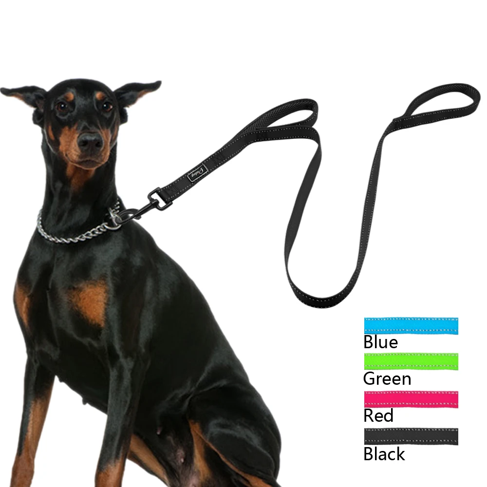 

Reflective Nylon Dog Leash Heavy Duty Mesh Padded 2 Handle Leads Dogs leashes for Large Medium Pet Lightweight