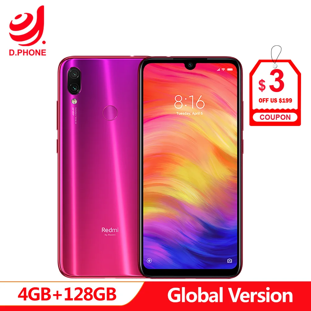 النسخة العالمية Xiaomi Redmi ملاحظة 7 4 GB 128 GB أنف العجل 660 AIE الثماني النواة 6.3 \
