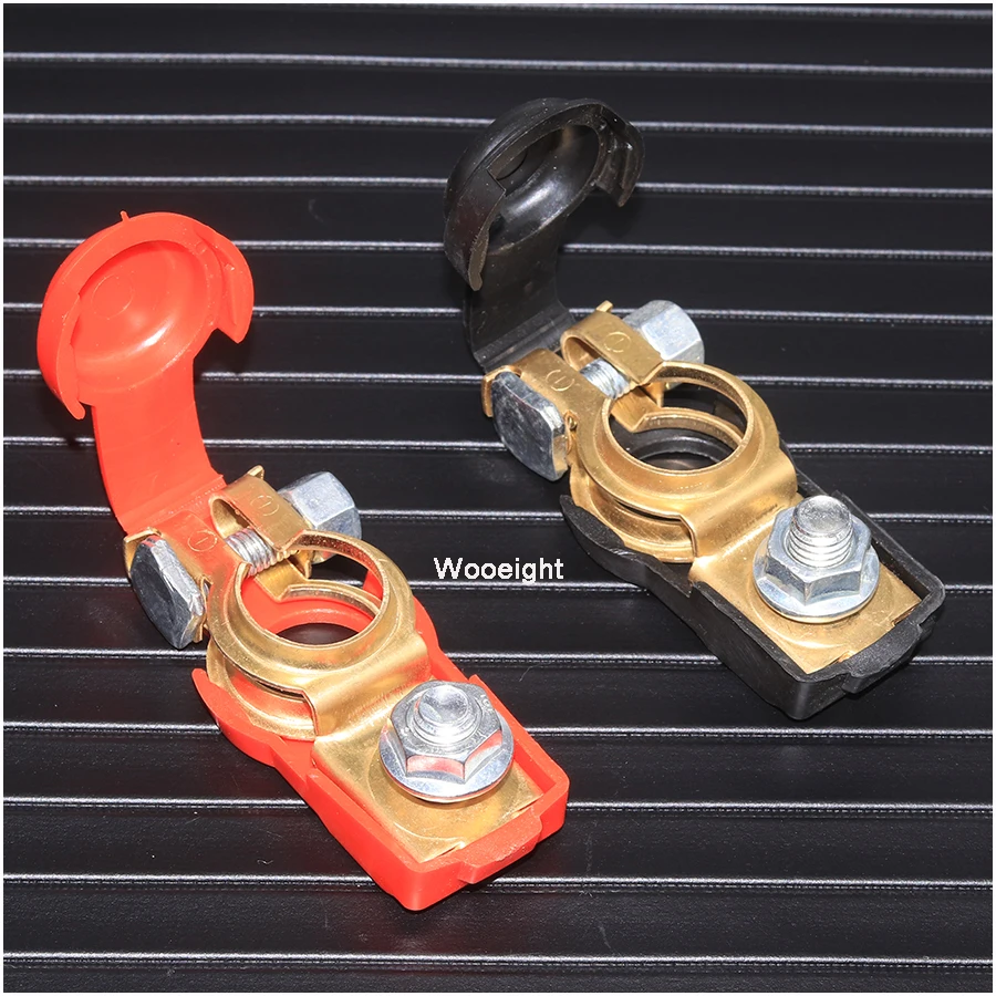 Wooeight 2Pcs Universal Car Battery Positive Negative Terminal Clamp Clips Protection Covers Connector For Benz BMW VW Honda (4)