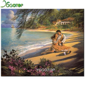 

YOGOTOP beach lovers Pattern Diamond Embroidery DIY Needlework Diamond Painting Cross Stitch Full Rhinestone Painting VS470