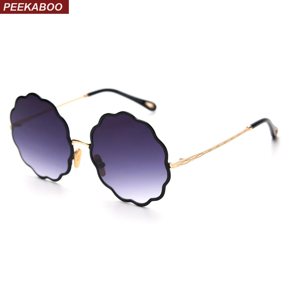 

Peekaboo flower sunglasses women retro round sun glasses for women 2019 pink beach summer style party metal frame