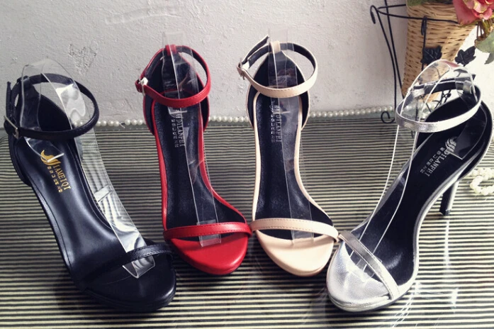 

MANMITU-Free Shipping Occident Vogue Shoes Women genuine leather sandals sexy fashion Open toe summer heels customize big size