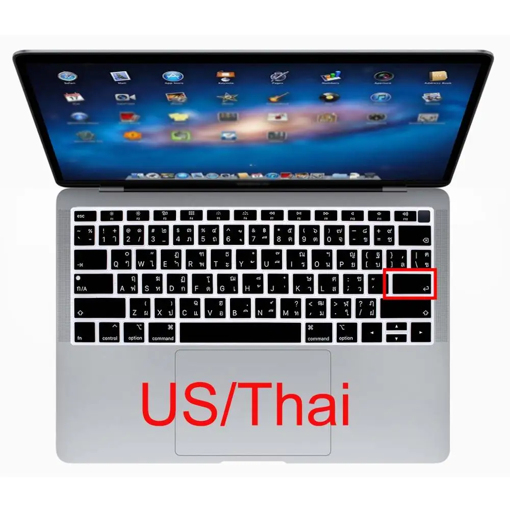 Redlai силиконовый водонепроницаемый чехол для клавиатуры для Macbook Air 13 A1932 Touch ID США введите Испанский Французский Тайский тайваньский алфавит - Цвет: Thai