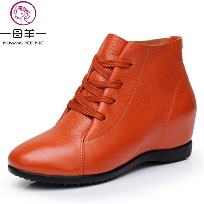 MUYANG MIE MIE Size 33-43 Women Shoes Woman Genuine Leather Wedges Boots Height Increasing Ankle Boots Women Boots MUYANG MIE MIE Size 33-43 Women Shoes Woman Genuine Leather Wedges Boots Height Increasing Ankle Boots Women Boots