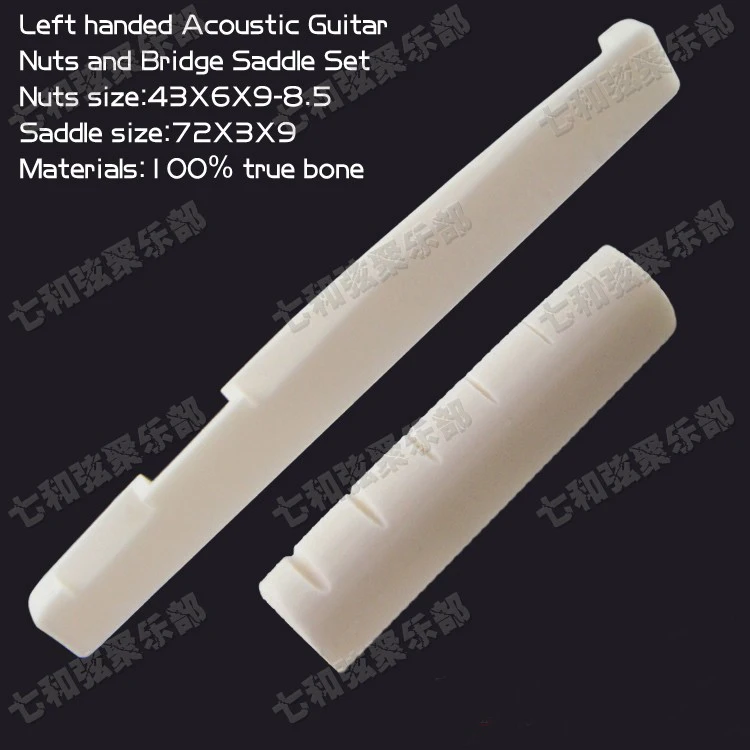 

1 Set Left handed Bone Acoustic Guitar Bridge Saddle+Nut,Backhand Folk Guitar Bridge Saddle Nut Set 43x6x9/72*3*9mm