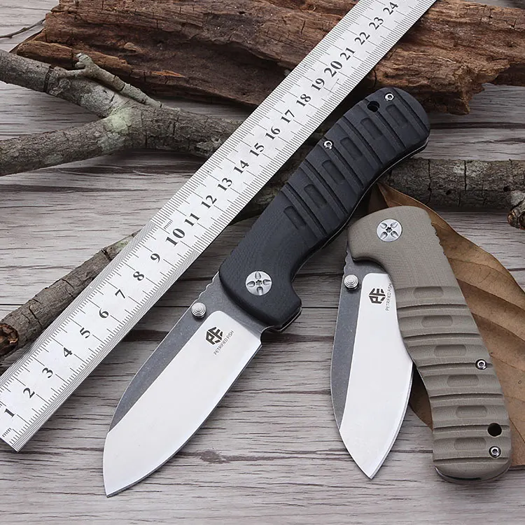 Продажа Окаменелое рыбы PF714 Открытый нож AUS 8 подшипник акробатика складной нож G10 тактический нож карманный нож Бесплатная доставка