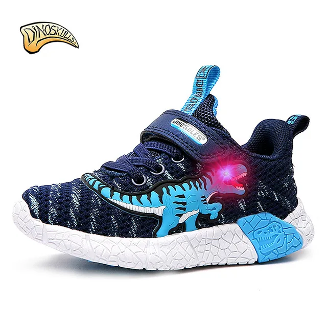 Toddler Kids Shoes Light Up Dinosaur Baby Boys Glowing Sneakers Mesh