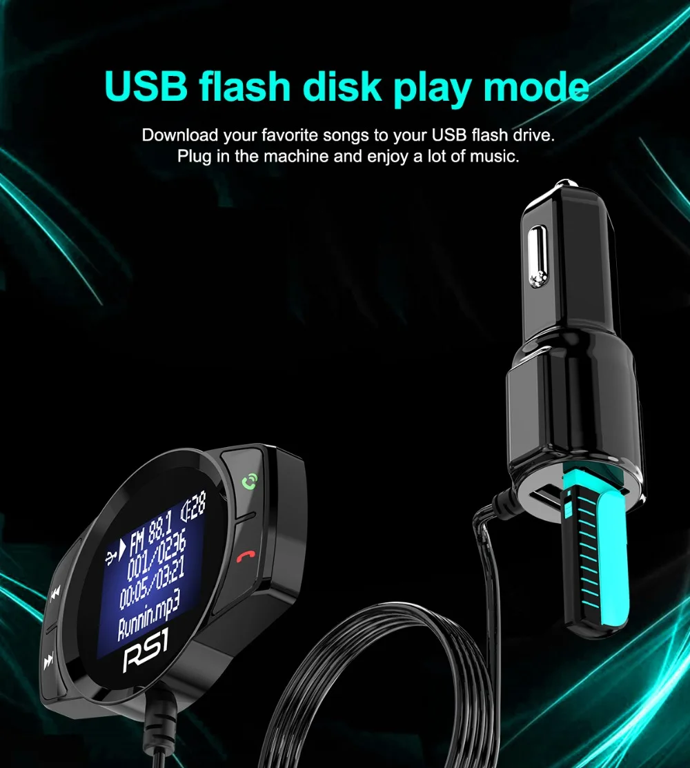 JINSERTA Bluetooth FM передатчик Автомобильный mp3 плеер FM модулятор громкой связи двойной USB 2.1A быстрое зарядное устройство для iPhone X