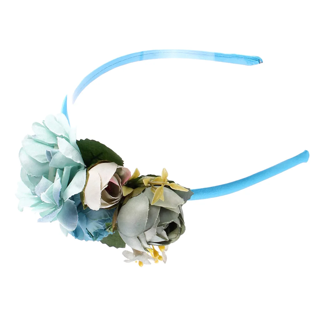 Handmade bride Floral Flower Crown Headband Garland Hair Accessories for Baby Girls Kids Party Weddings Travel Photography Beach