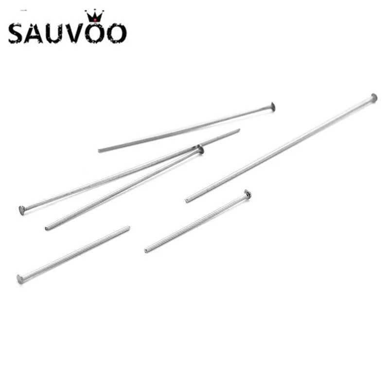 

100pcs/lot Stainless Steel Hypoallergenic Flat Head Pins 20 30 40 50mm Length Eye Pin Headpins for DIY Jewelry Making 21 Gauge