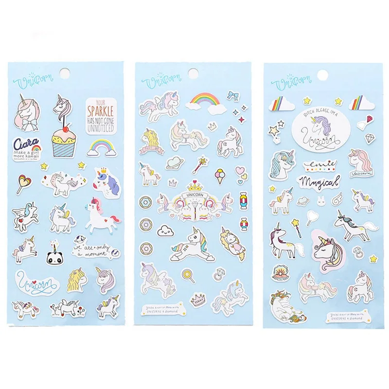 

1Pcs Creative Cute Unicorn Transparent Sticker For DIY Diary Book Mobile Phone Laptop Cup Book Kids Anime Stickers Children Toys