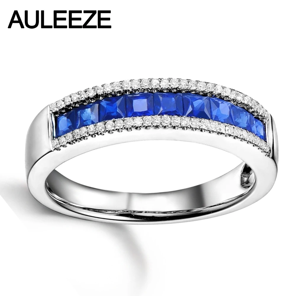 Женское кольцо с бриллиантом Noble Princess Cut 0 9 CTTW Sapphire 14 K белое золото натуральный
