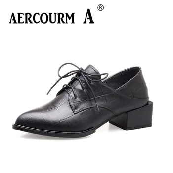 

Aercourm A 2018 Women Casual Shoes Women PU Leather Pumps New Female Metal Shoes Buckle Square Toe High Heels Shoes 4CM DTN&808