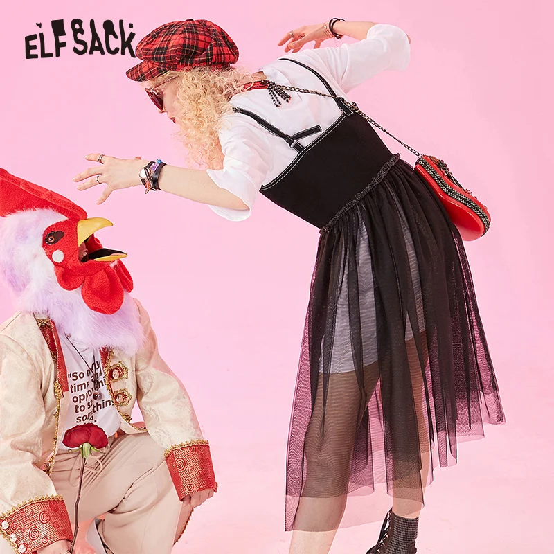 Женский хлопковый костюм ELFSACK повседневный комплект из футболки с буквенным