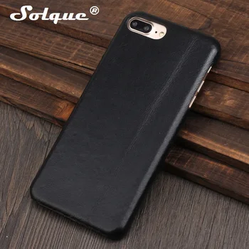 

Solque Real Genuine Leather Matte Case for iPhone 7 8 6 6S Plus 7Plus 8Plus Cell Phone Luxury Ultra Thin Slim Hard Cover Cases