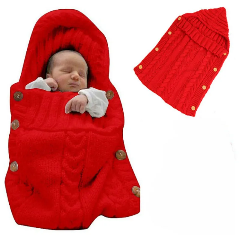 Newborn Baby Sleeping Bag Winter Knitted Hoodie Swaddle Wrap Cute Soft Infant Baby Stuff Baby Accessories 5