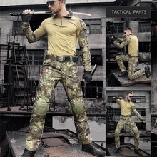 Охота Gen2 боевая униформа костюм мультикамера Военная рубашка и брюки для девочек с Налокотники и наколенники налокотники для военных Пейнтбол Лесной военных учений