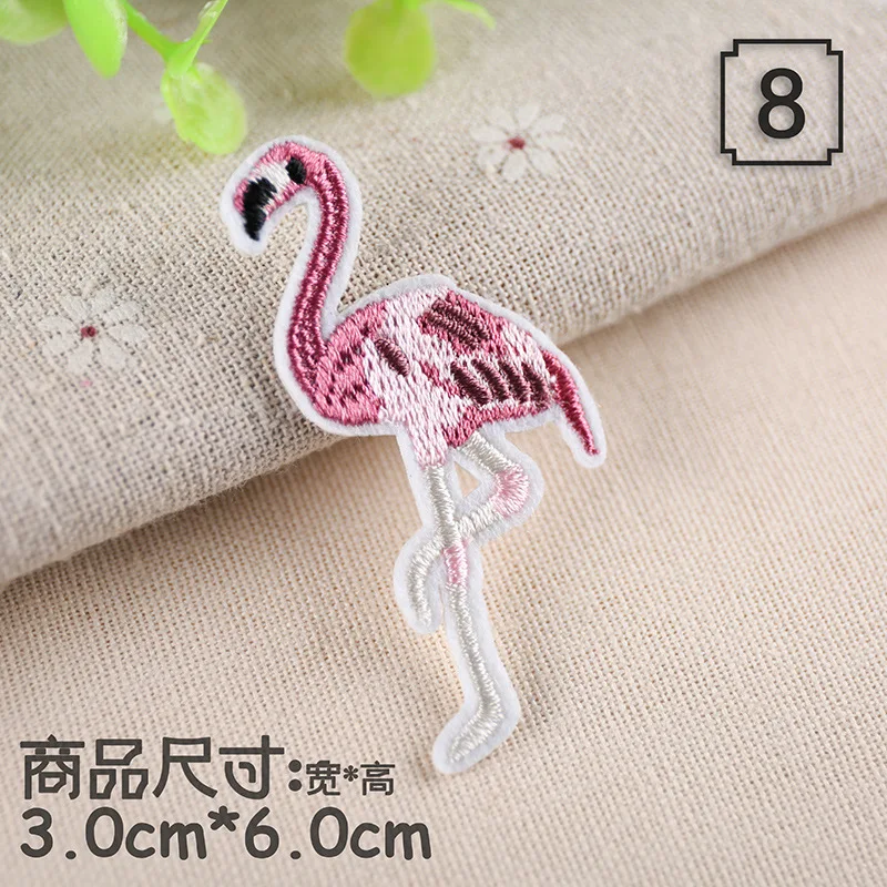 Cartoon Animal Embroidery Patches for Clothes Iron on Clothing Flamingo Dog Rabbit Dolphin Appliques Stripe Sticker Craft Patch
