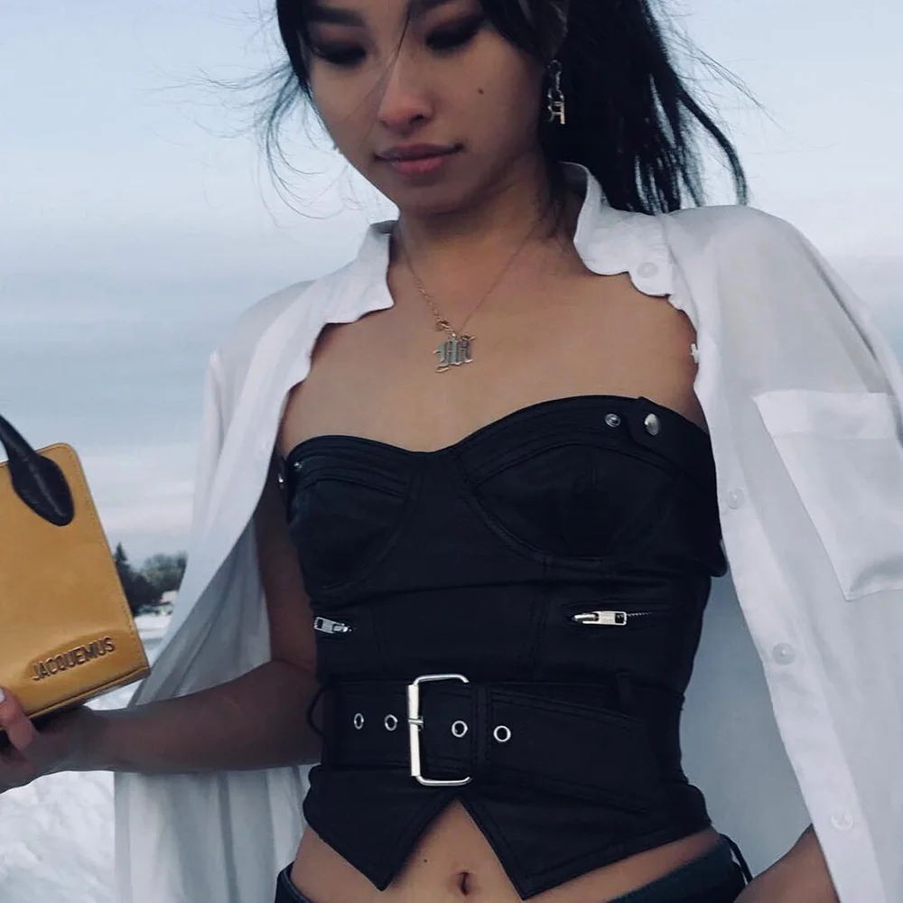 

2019 Polyester Full Special Offer Hot Sale Unicorn Kpop Korean Tumblr Style Personality Leather Metal Buckle Belt Waist T-shirt