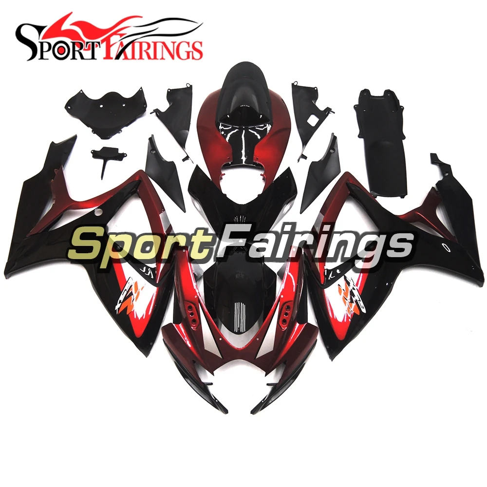 Черный, красный ABS Sportbike рамы кузова для Suzuki 2006 2007 GSXR600/GSXR750 K6 06 07 впрыска ABS мотоцикла обтекатель