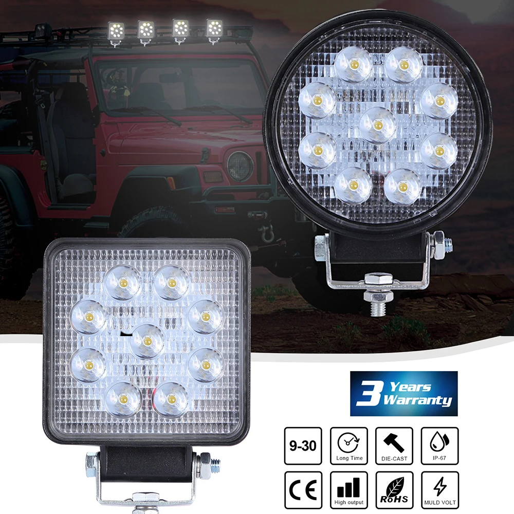 

2Pcs 90W 4 Inch IWaterproof Offroad LED Light Bar Combo Beam Spotlight 6000K 9000LM for Suv/Truck Circular Square LED Work Light