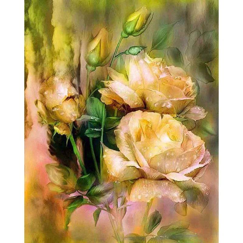 

14CT CROSS STITCH Diamond Embroidery Flowers Rose Diamond Painting Cross Stitch Mosaic Needlework Home Decor Round