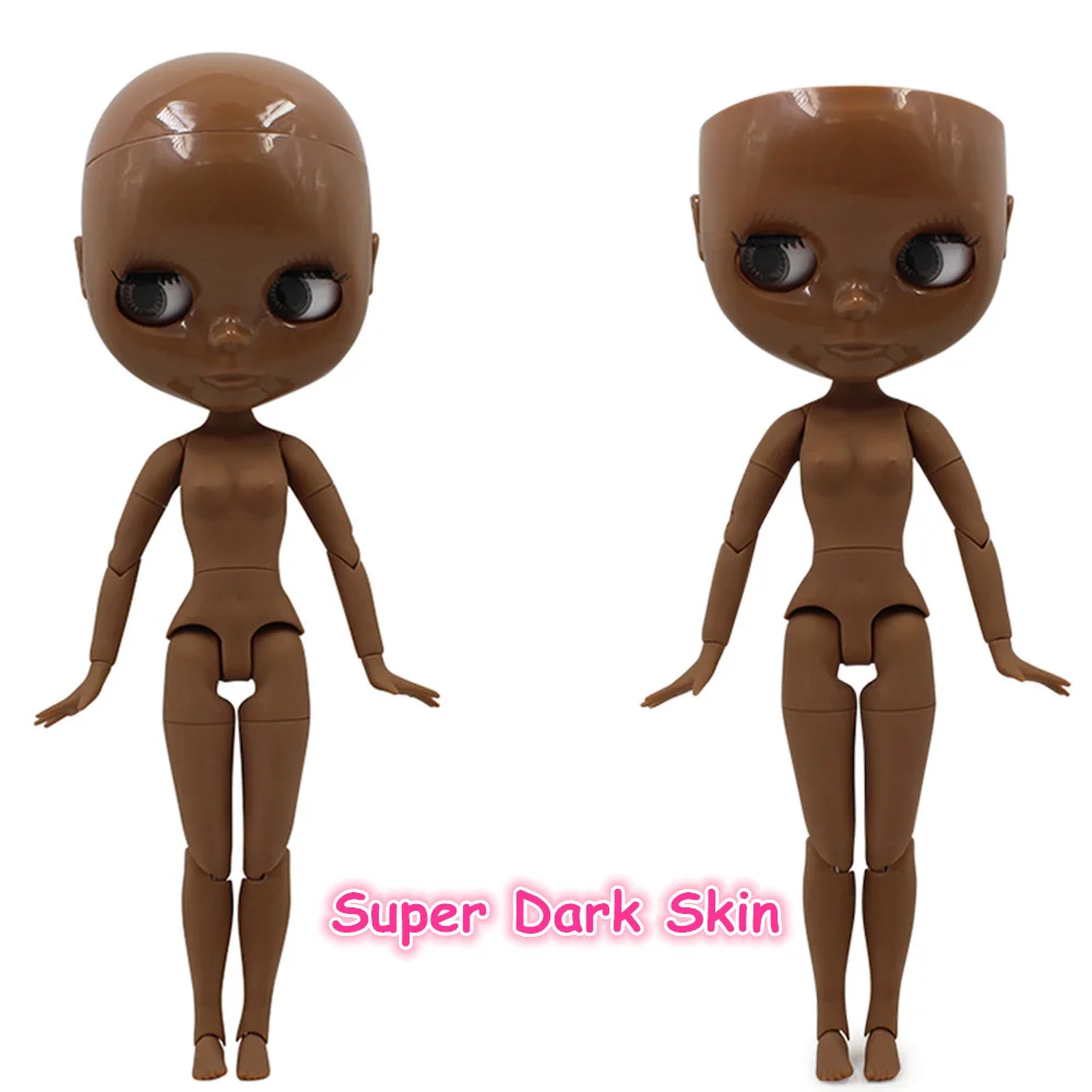 

Super dark skin Blyth rubber and joint body with scalp no wig without makeup dedicated for customize