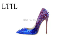 Classics Pointed Toe Pumps Gradiernt Clolr Rivets Thin High Heel Women Stilettos Designer Ladies Office Shoes Zapatos Mujer