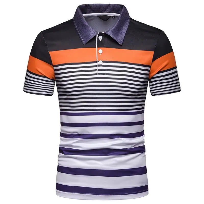 

Casual New Men Polo Shirt Summer Tops Men's Clothing Stripe Polo Shirt for Men Short sleeve Business New