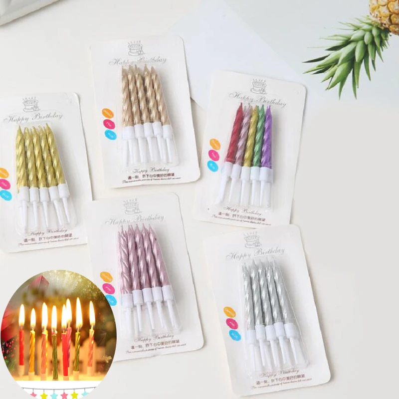 

10pcs/set Golden/slivery shiny Birthday Wax Candles for Party Cake toppers Decorations Baby Shower DIY gift craft etc Wh