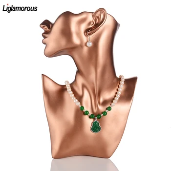

New Liglamorous 1PC Mannequin Half Head Eardrop Necklace Resin Jewelry Bust For Earring Display Mold Stand Rose Gold handiwork