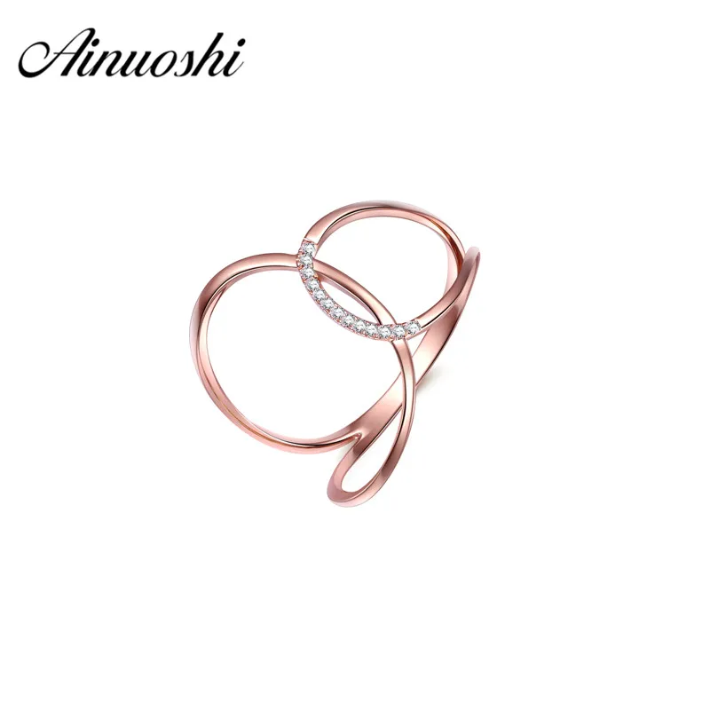 

AINUOSHI 18k Solid Yellow Gold Wedding Rings 0.033ct Round Real Diamonds Rose Gold Jewelry for Women Wedding Engagement Rings