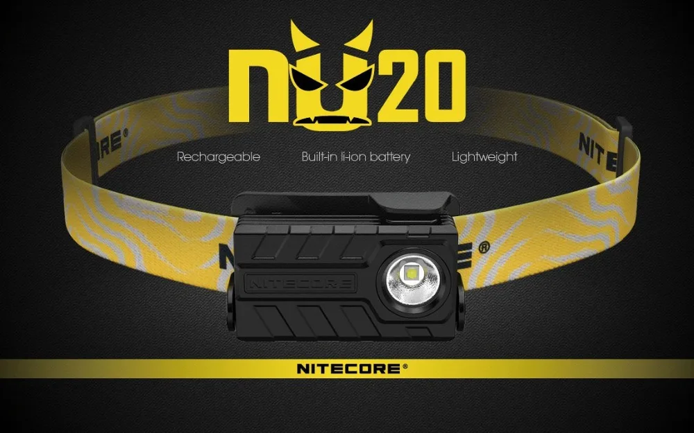 NITECORE NU20 перезаряжаемый встроенный аккумулятор легкий налобный фонарь USB порт 360 люмен 100 градусов широкий угол 7 цветов на выбор