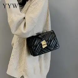 Черные модные из искусственной кожи Crossbody сумка для женщин 2019 Pu цепи мини клапаном сообщение Pochette Femme женский повседневное сумки YYW