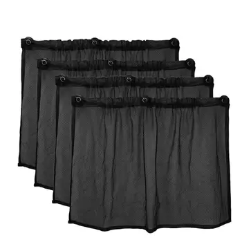 

4Pcs 75 X 50Cm Car Black Mesh Sunscreen Suction Cup Side Window Curtain