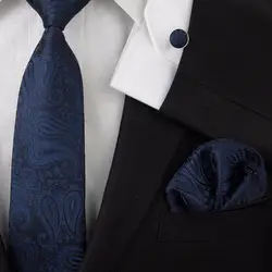 HOOYI 2019 шелковый галстук комплект галстуков для мужчин темно-цветочный шейный платок запонки платок Бизнес Свадьба