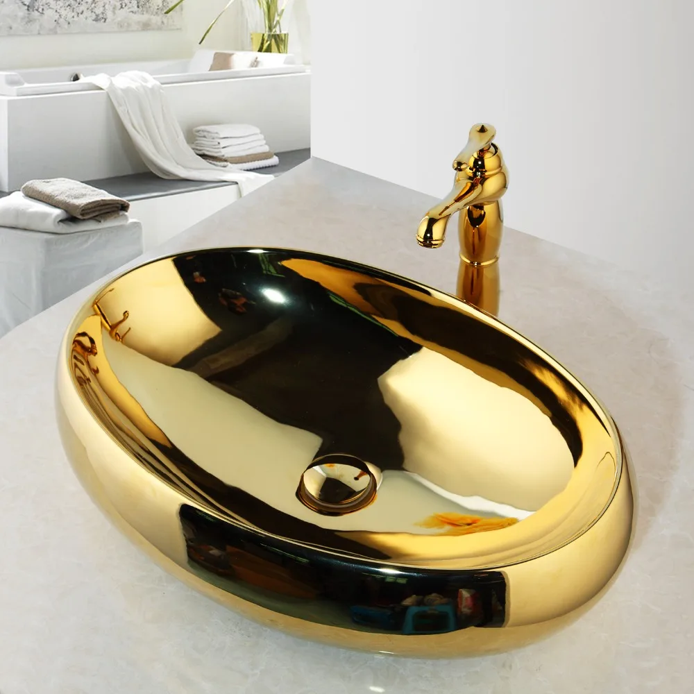 YANKSMART ручной затененный керамический Золотой глазурованный фарфоровый художественный кран для раковины ванной комнаты, набор для раковины ванной комнаты