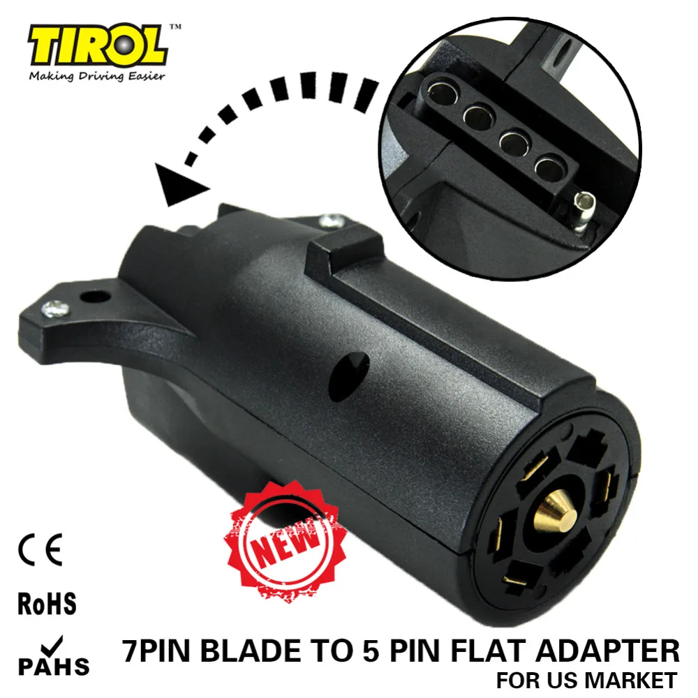 TIROL 7 Way Pin RV Blade To 5 Way Flat Trailer Wiring ...